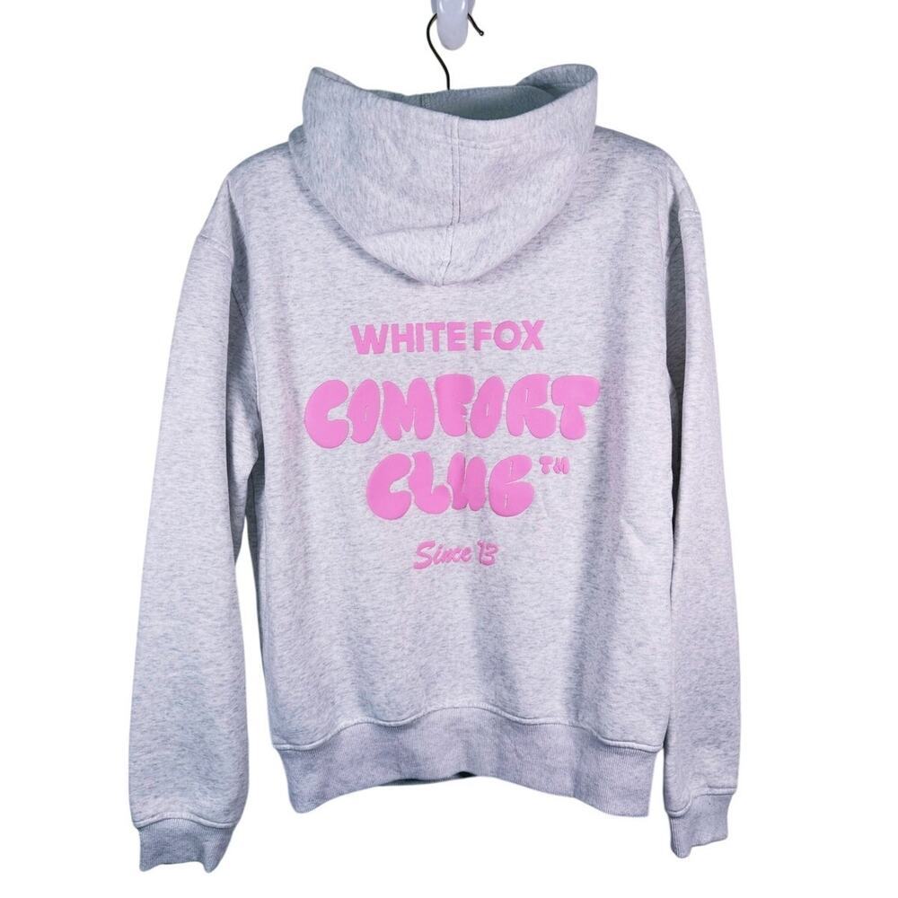 White Fox Comfort Club Graphic Oversized Hoodie Womens XXS/XS Gray Lounge Casual